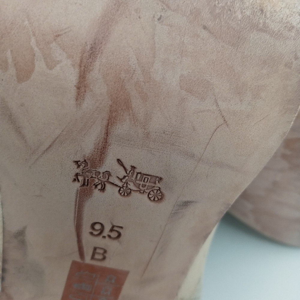 Coach Leather upper mule Stilettos Peep toe golden studded trim heel strap 9.5 - Picture 14 of 14